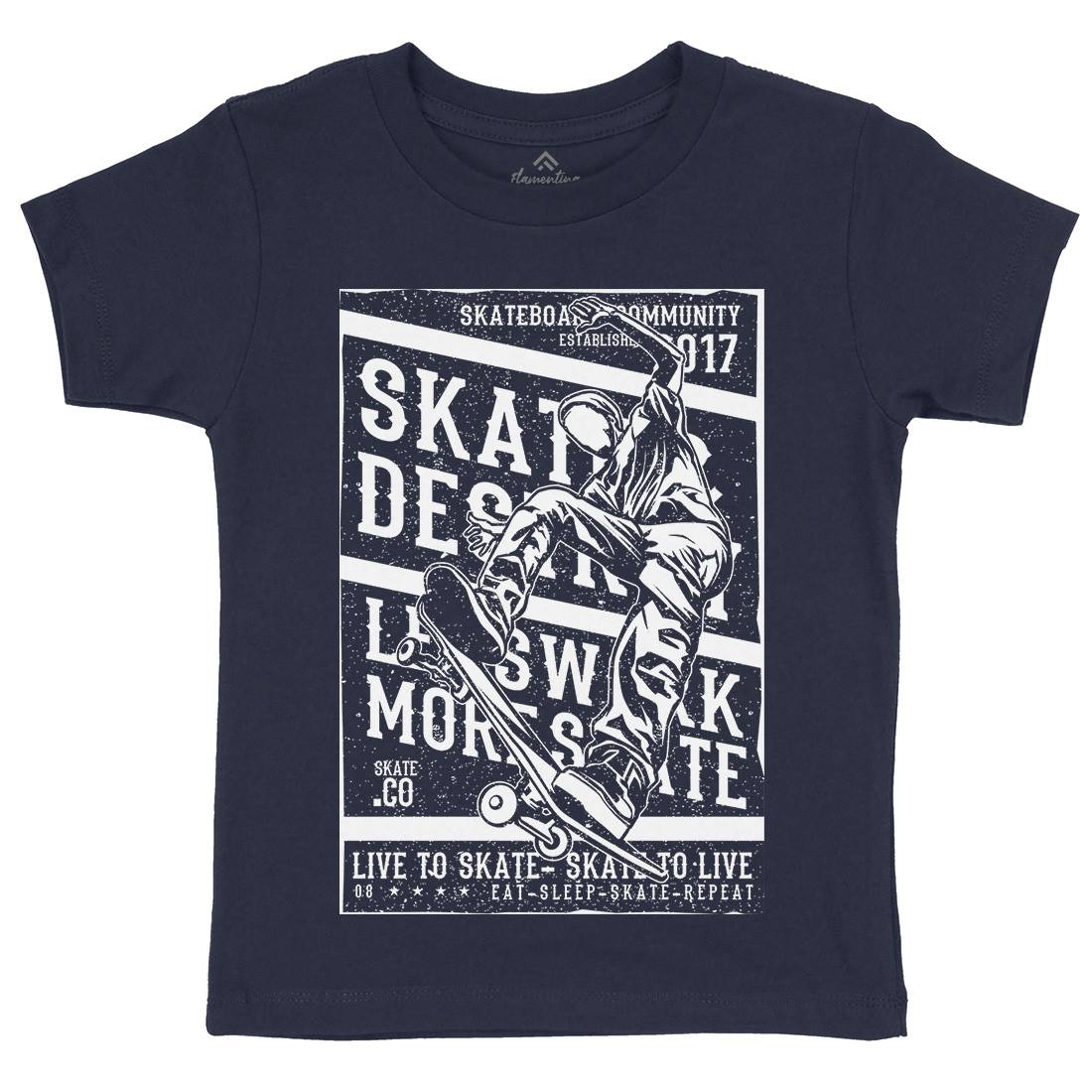 Live To Kids Crew Neck T-Shirt Skate A708