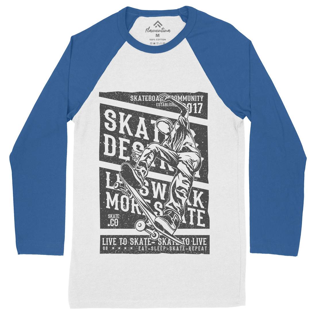 Live To Mens Long Sleeve Baseball T-Shirt Skate A708