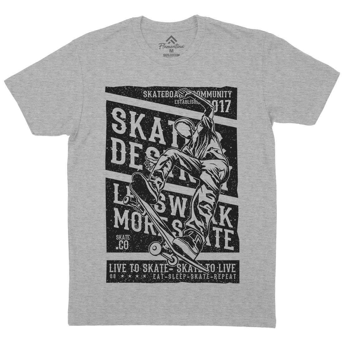 Live To Mens Organic Crew Neck T-Shirt Skate A708