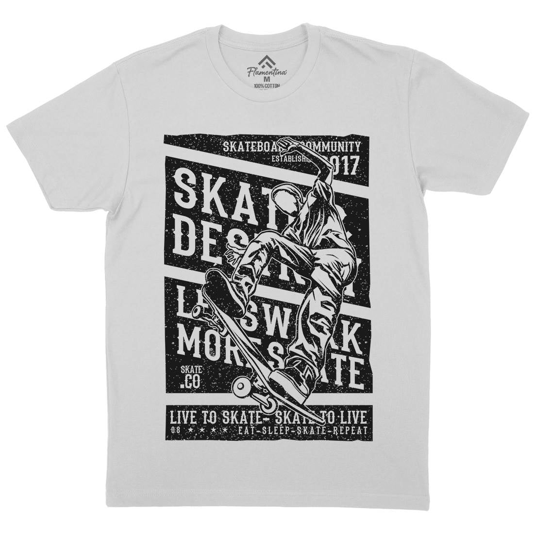 Live To Mens Crew Neck T-Shirt Skate A708