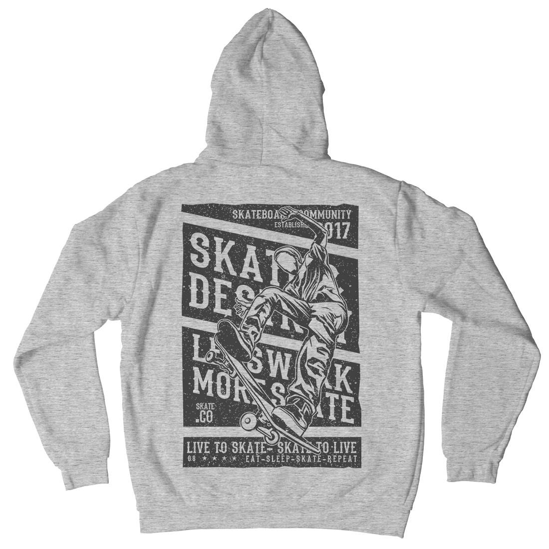 Live To Mens Hoodie With Pocket Skate A708
