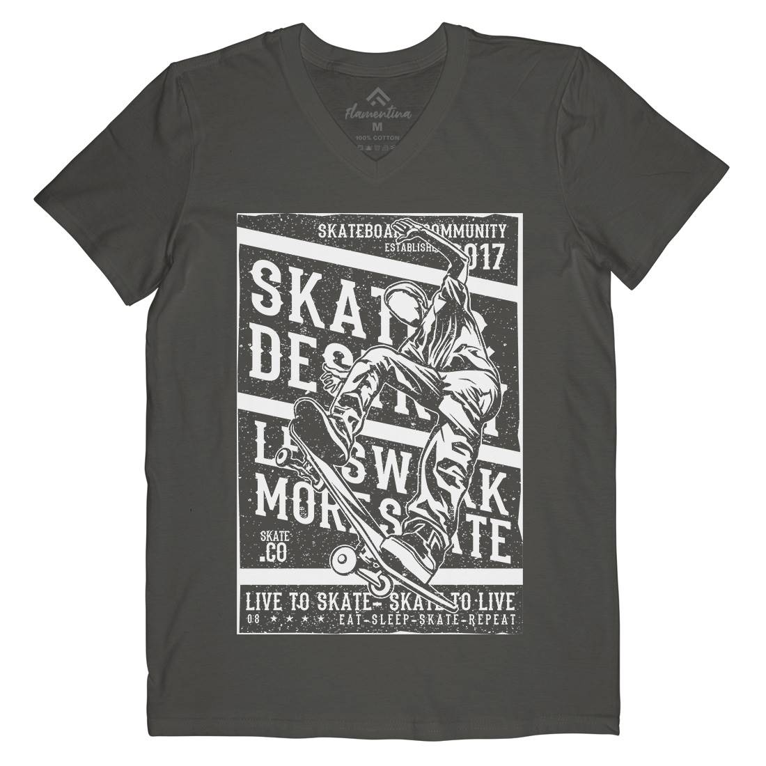 Live To Mens V-Neck T-Shirt Skate A708