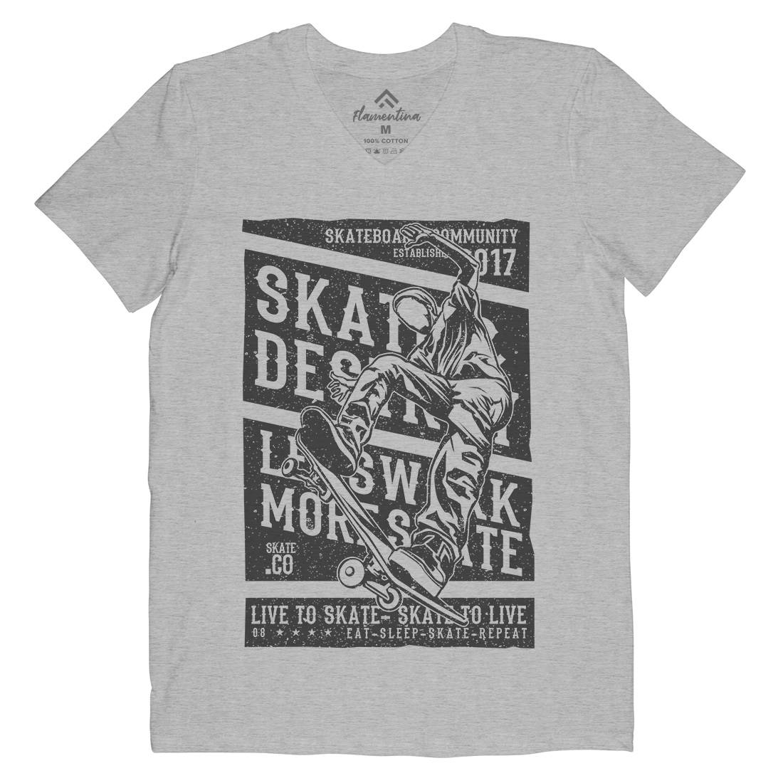 Live To Mens V-Neck T-Shirt Skate A708