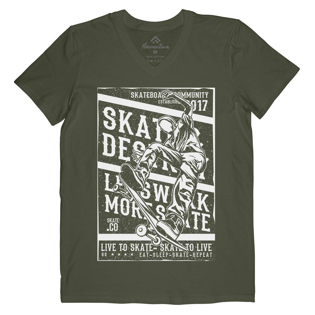 Live To Mens Organic V-Neck T-Shirt Skate A708