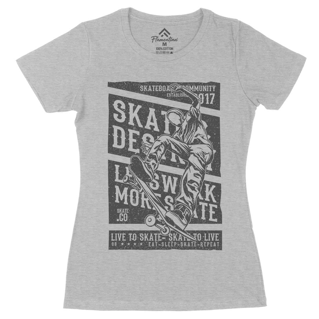 Live To Womens Organic Crew Neck T-Shirt Skate A708
