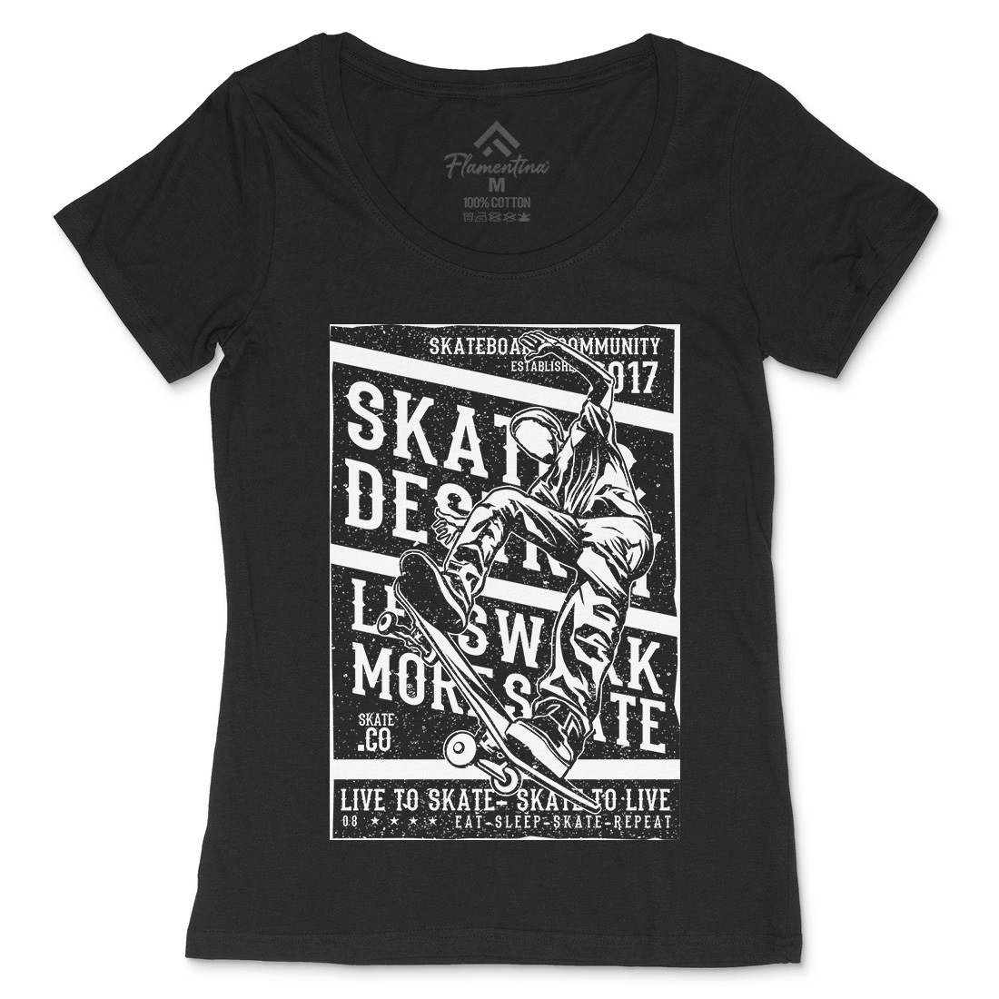 Live To Womens Scoop Neck T-Shirt Skate A708