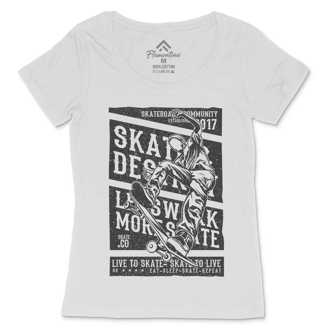 Live To Womens Scoop Neck T-Shirt Skate A708