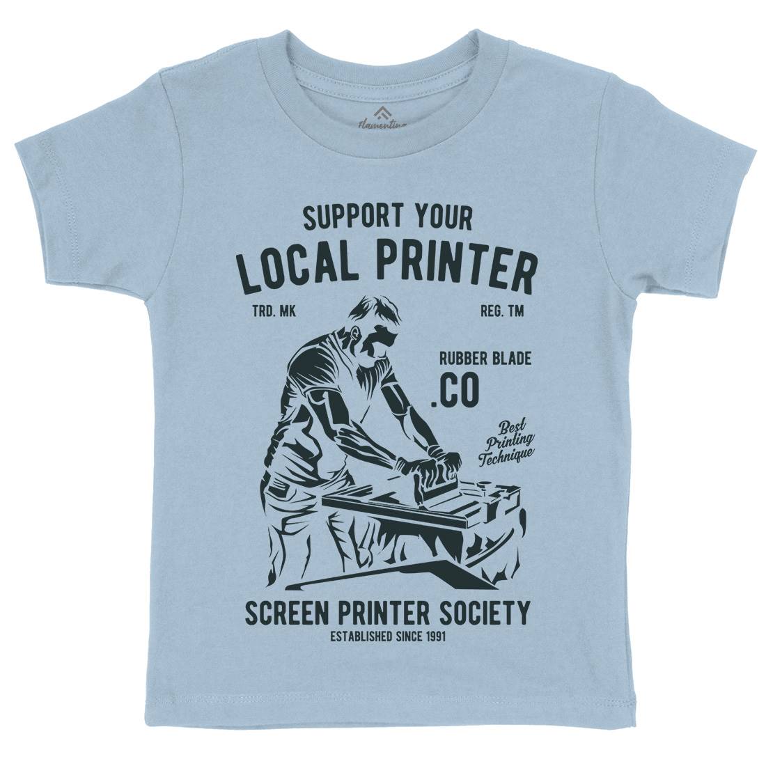Local Printer Kids Crew Neck T-Shirt Work A709