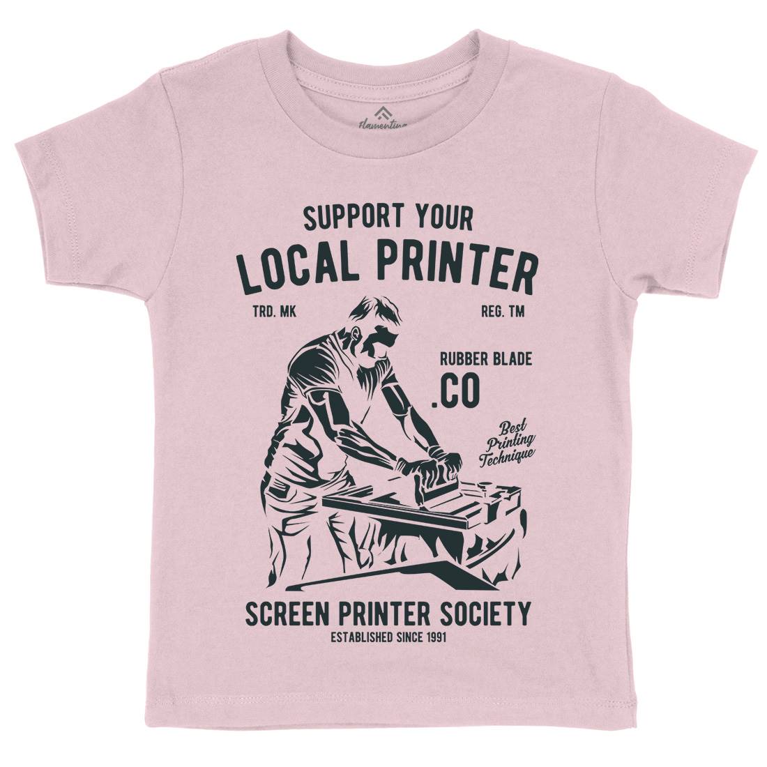 Local Printer Kids Organic Crew Neck T-Shirt Work A709