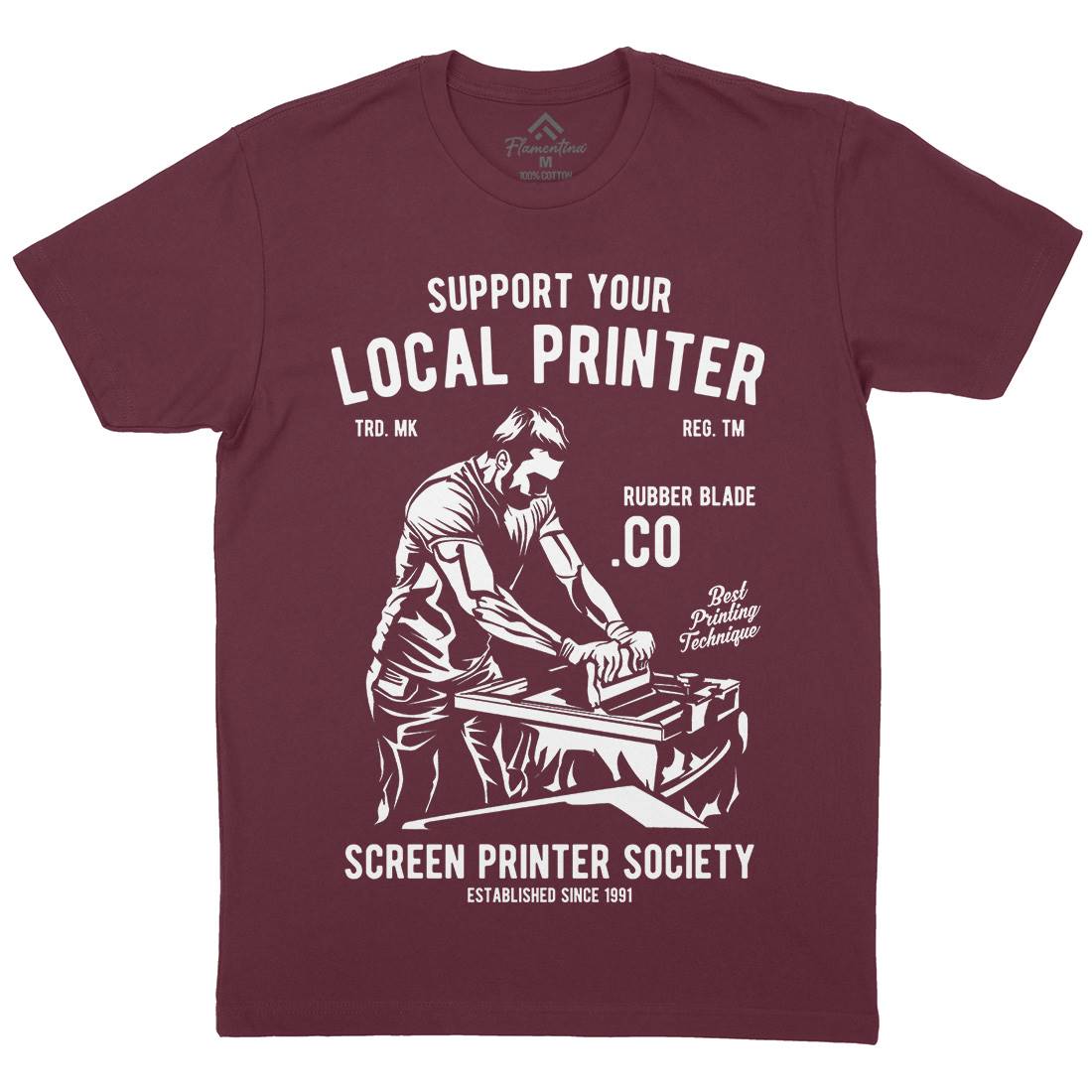 Local Printer Mens Crew Neck T-Shirt Work A709