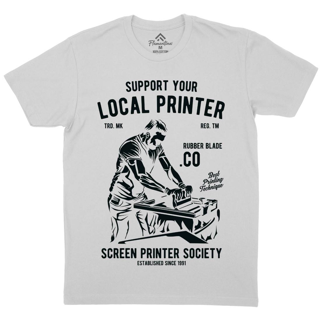 Local Printer Mens Crew Neck T-Shirt Work A709