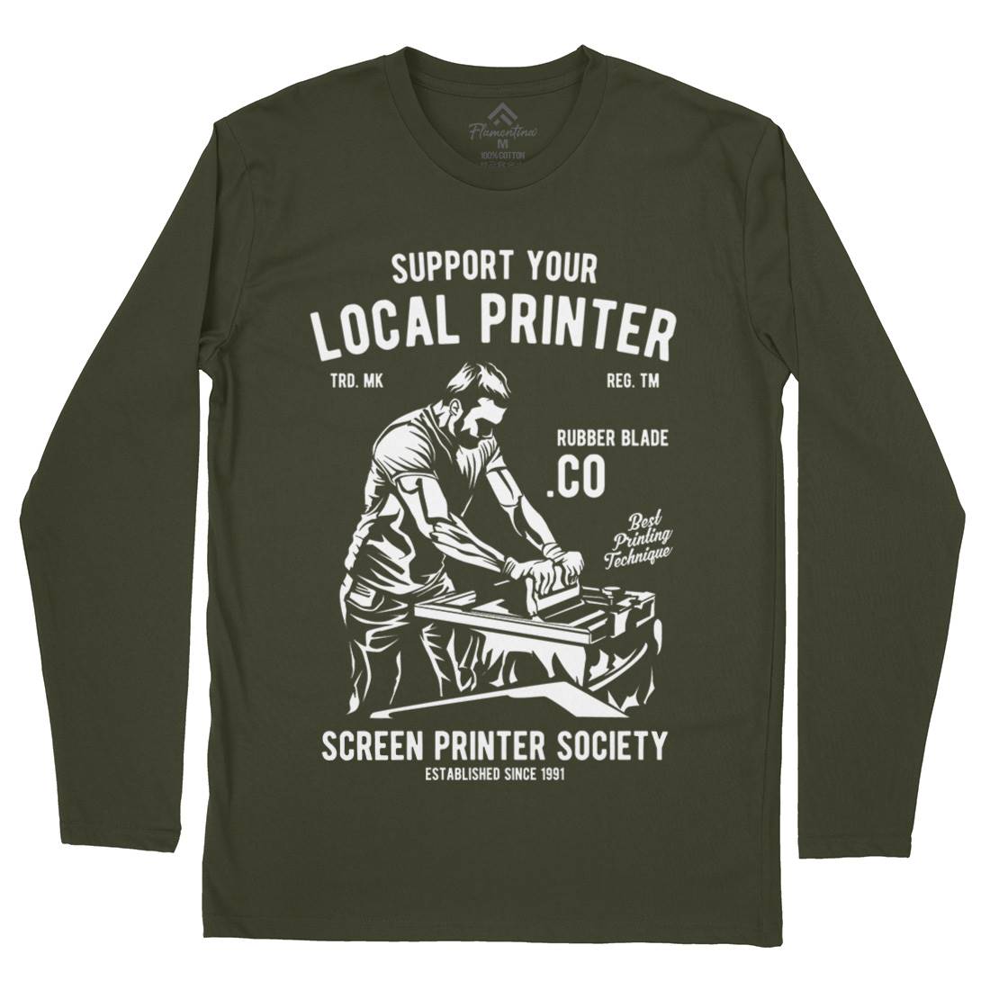 Local Printer Mens Long Sleeve T-Shirt Work A709