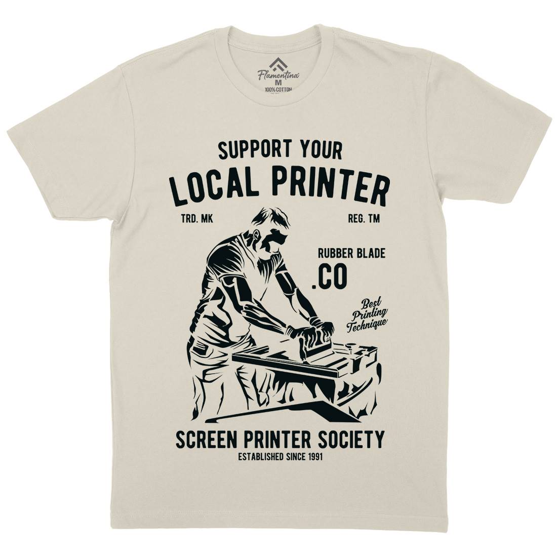 Local Printer Mens Organic Crew Neck T-Shirt Work A709