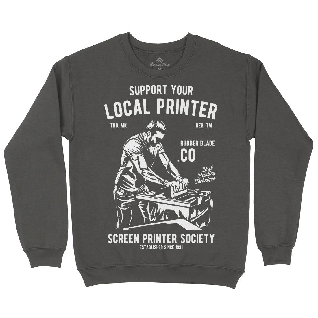 Local Printer Mens Crew Neck Sweatshirt Work A709