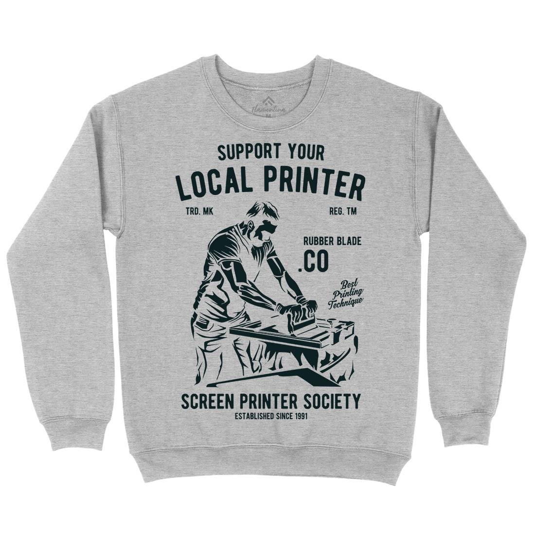 Local Printer Mens Crew Neck Sweatshirt Work A709