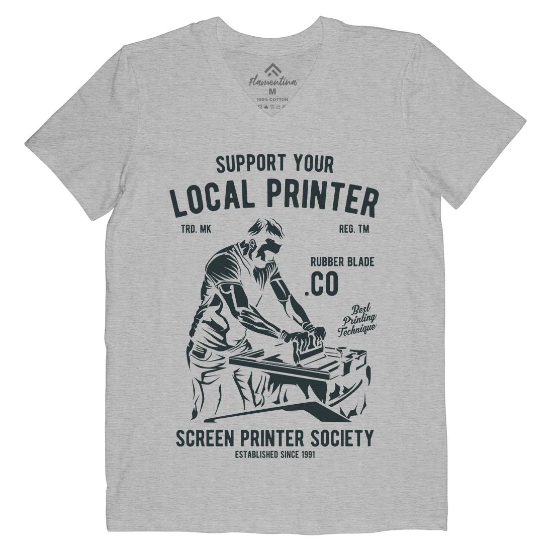 Local Printer Mens V-Neck T-Shirt Work A709