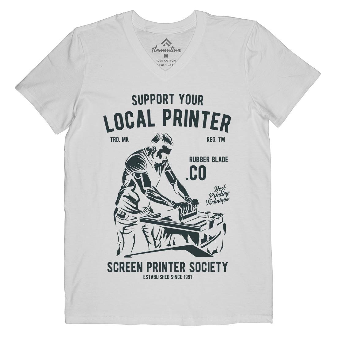 Local Printer Mens V-Neck T-Shirt Work A709