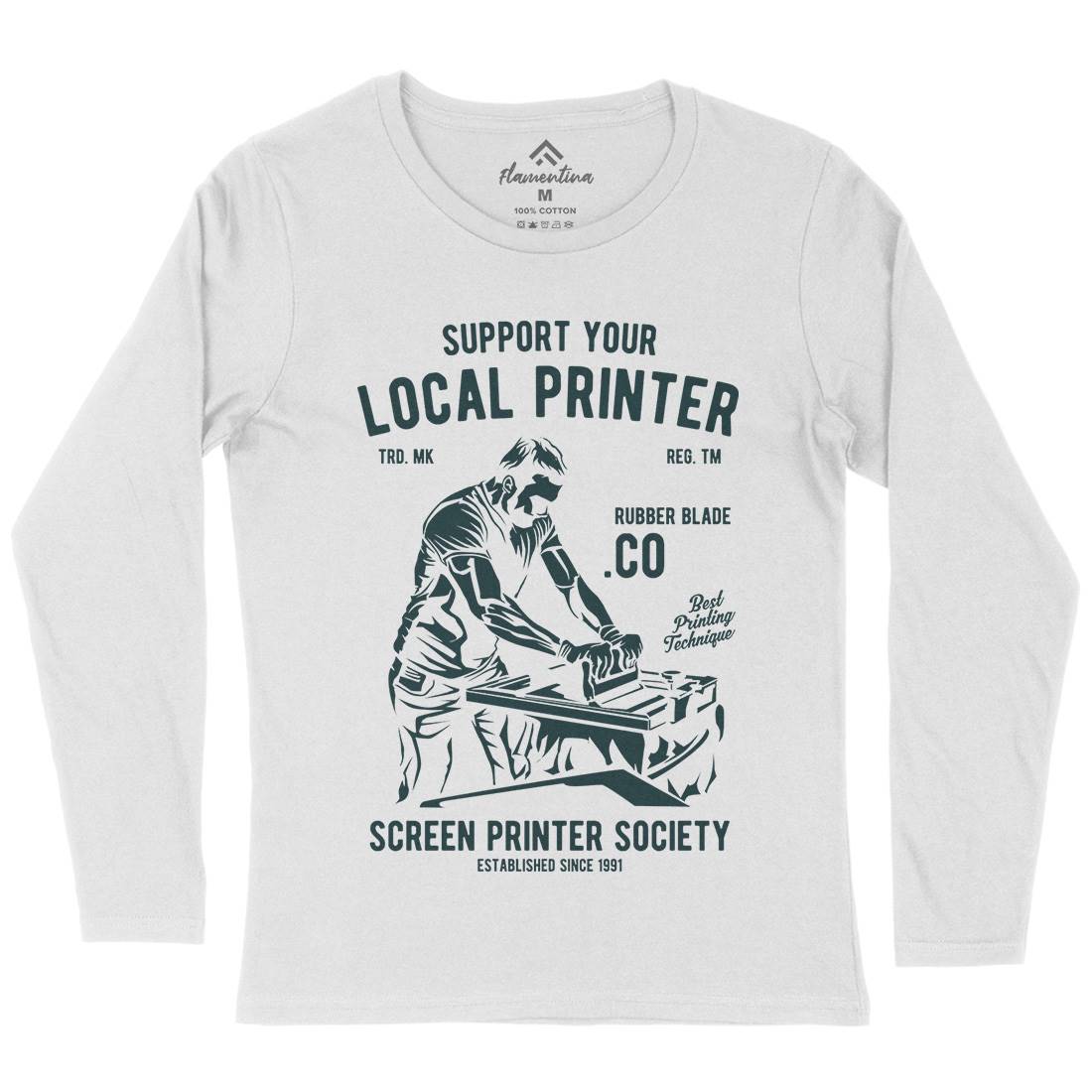 Local Printer Womens Long Sleeve T-Shirt Work A709