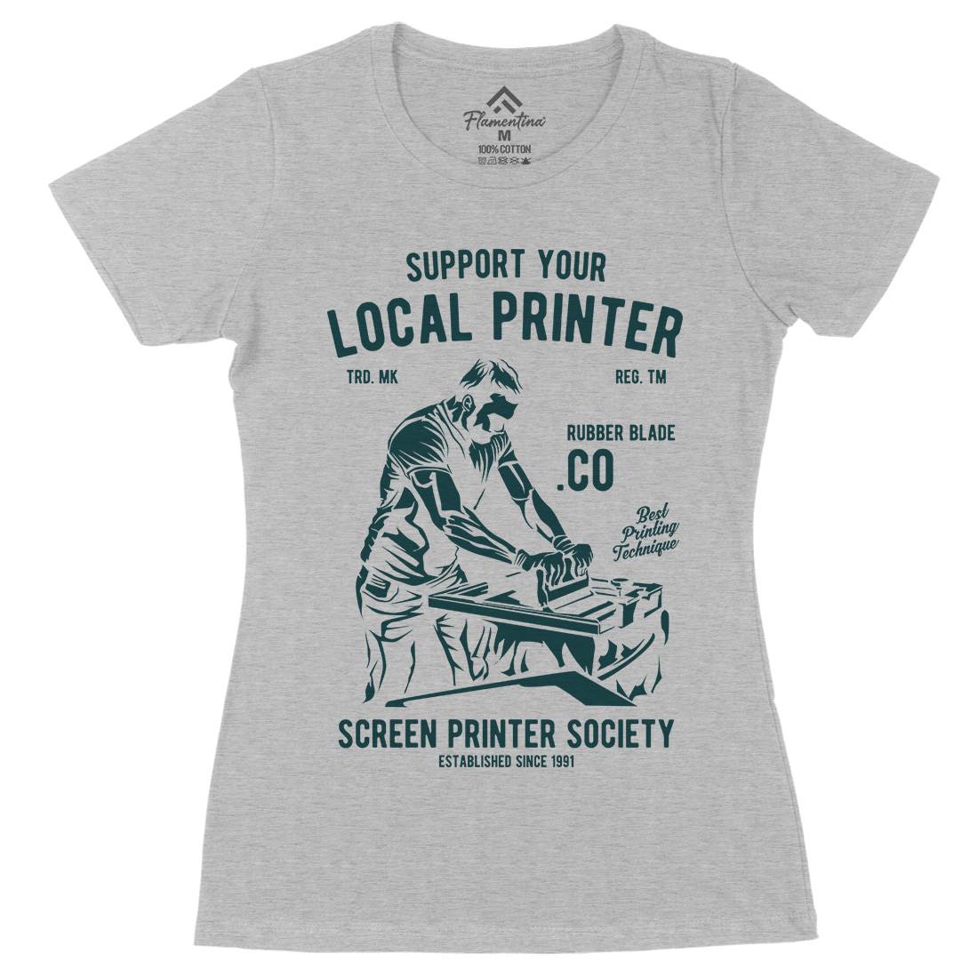 Local Printer Womens Organic Crew Neck T-Shirt Work A709