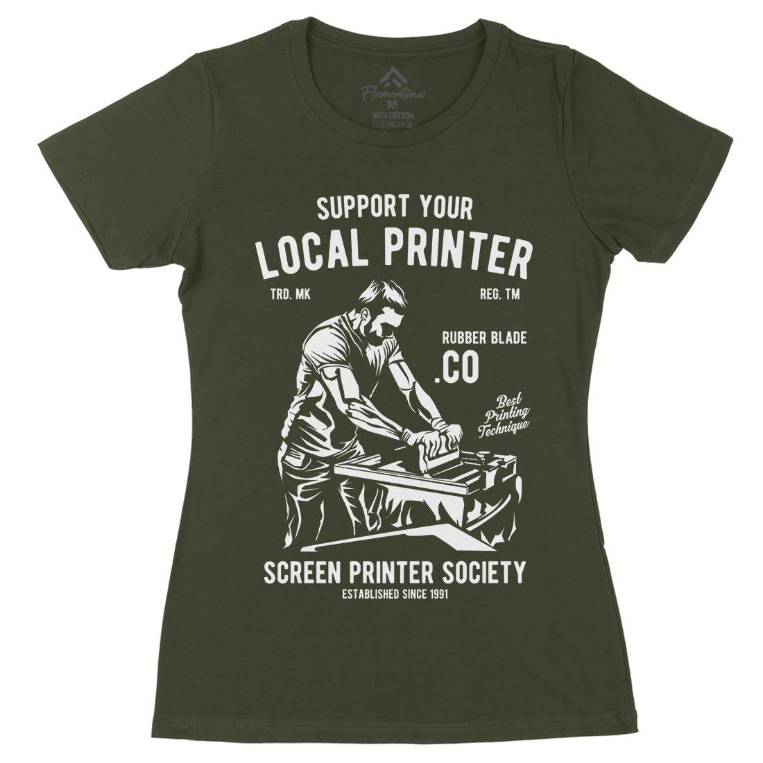 Local Printer Womens Organic Crew Neck T-Shirt Work A709