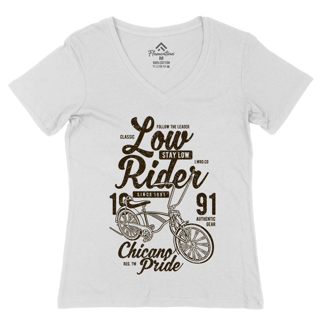 Low Rider Womens Organic V-Neck T-Shirt Bikes A710