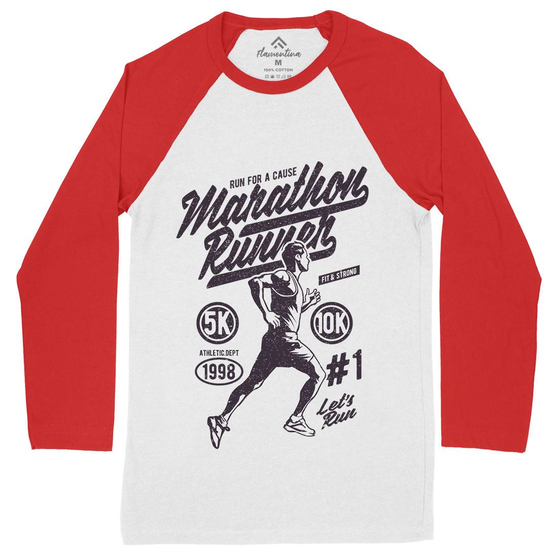 Marathon Runner Mens Long Sleeve Baseball T-Shirt Sport A711