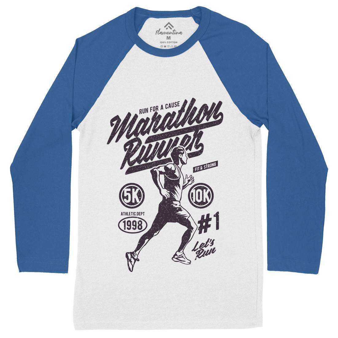 Marathon Runner Mens Long Sleeve Baseball T-Shirt Sport A711