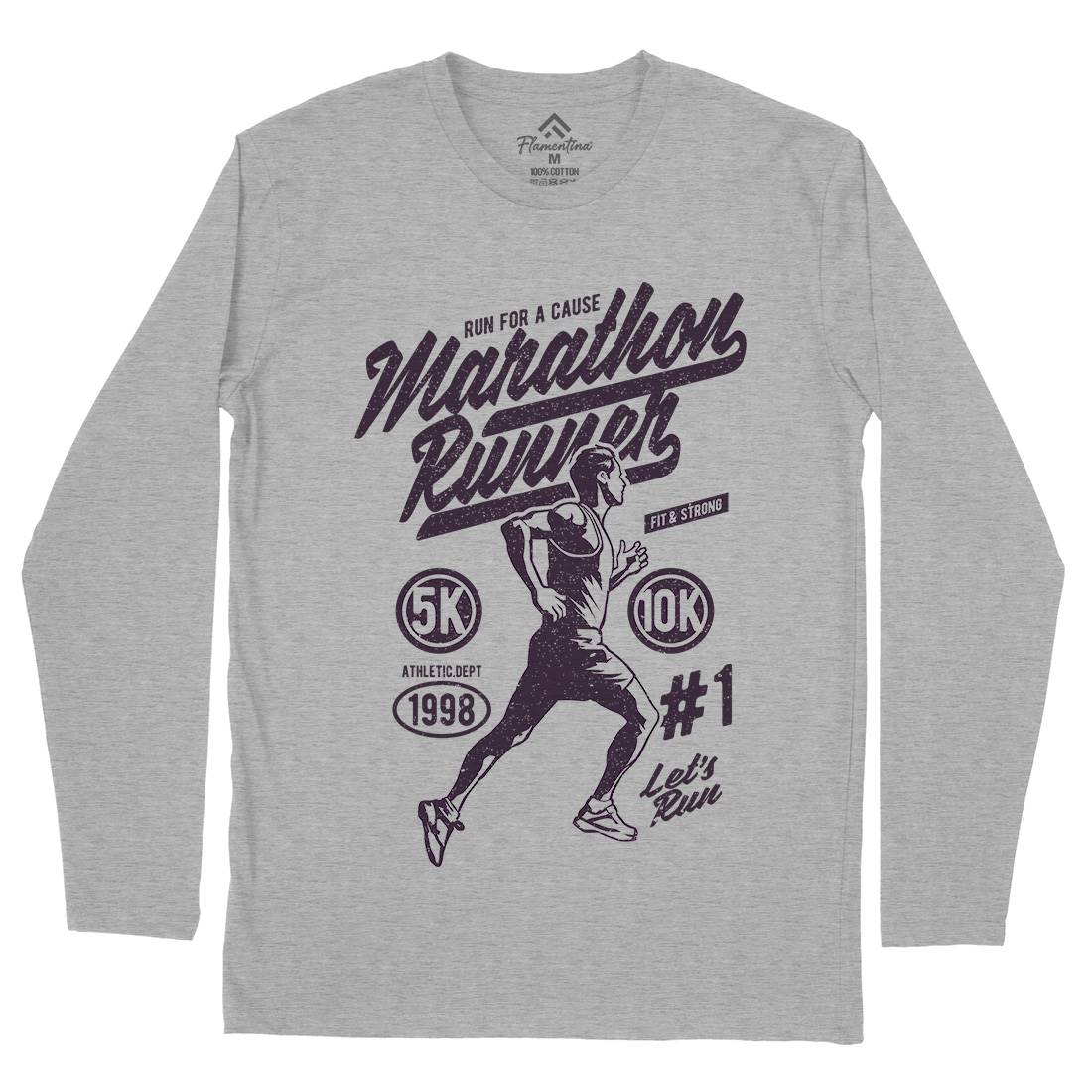 Marathon Runner Mens Long Sleeve T-Shirt Sport A711