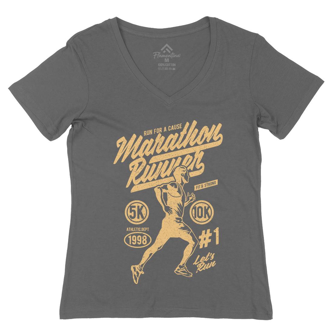 Marathon Runner Womens Organic V-Neck T-Shirt Sport A711