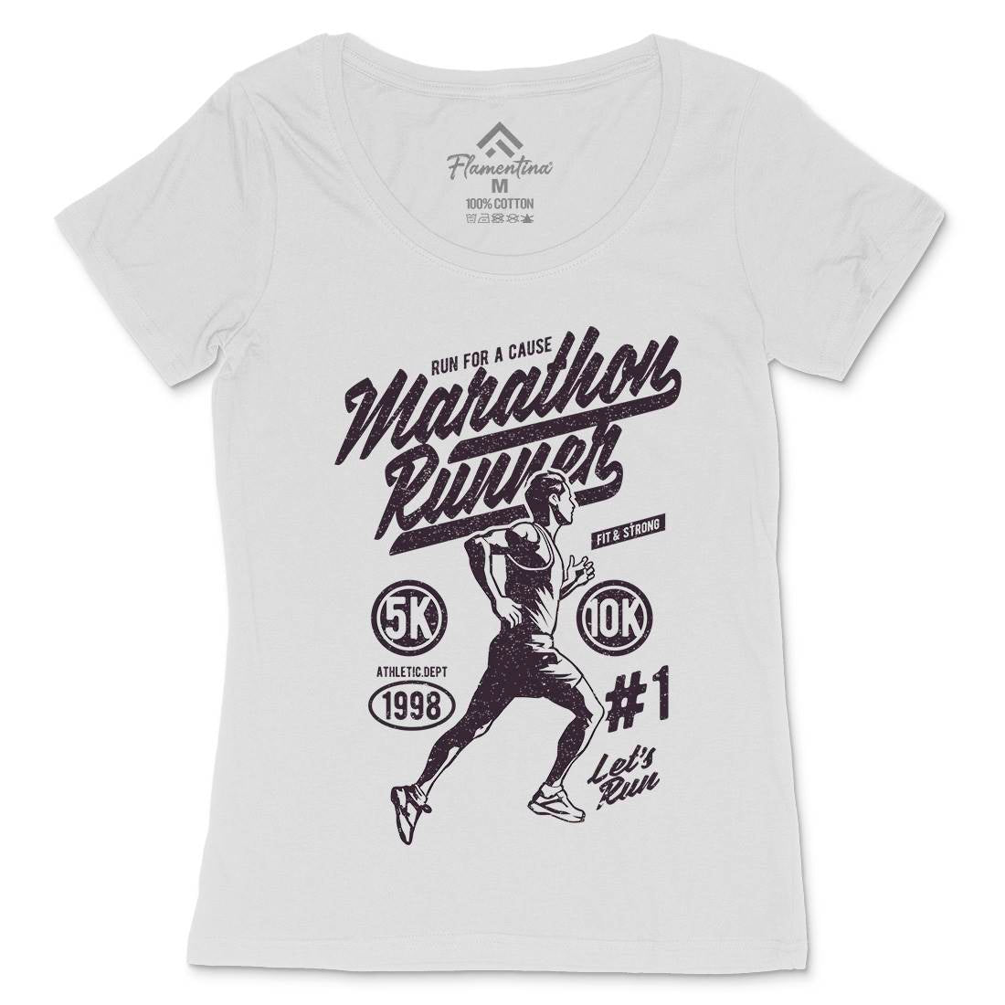 Marathon Runner Womens Scoop Neck T-Shirt Sport A711