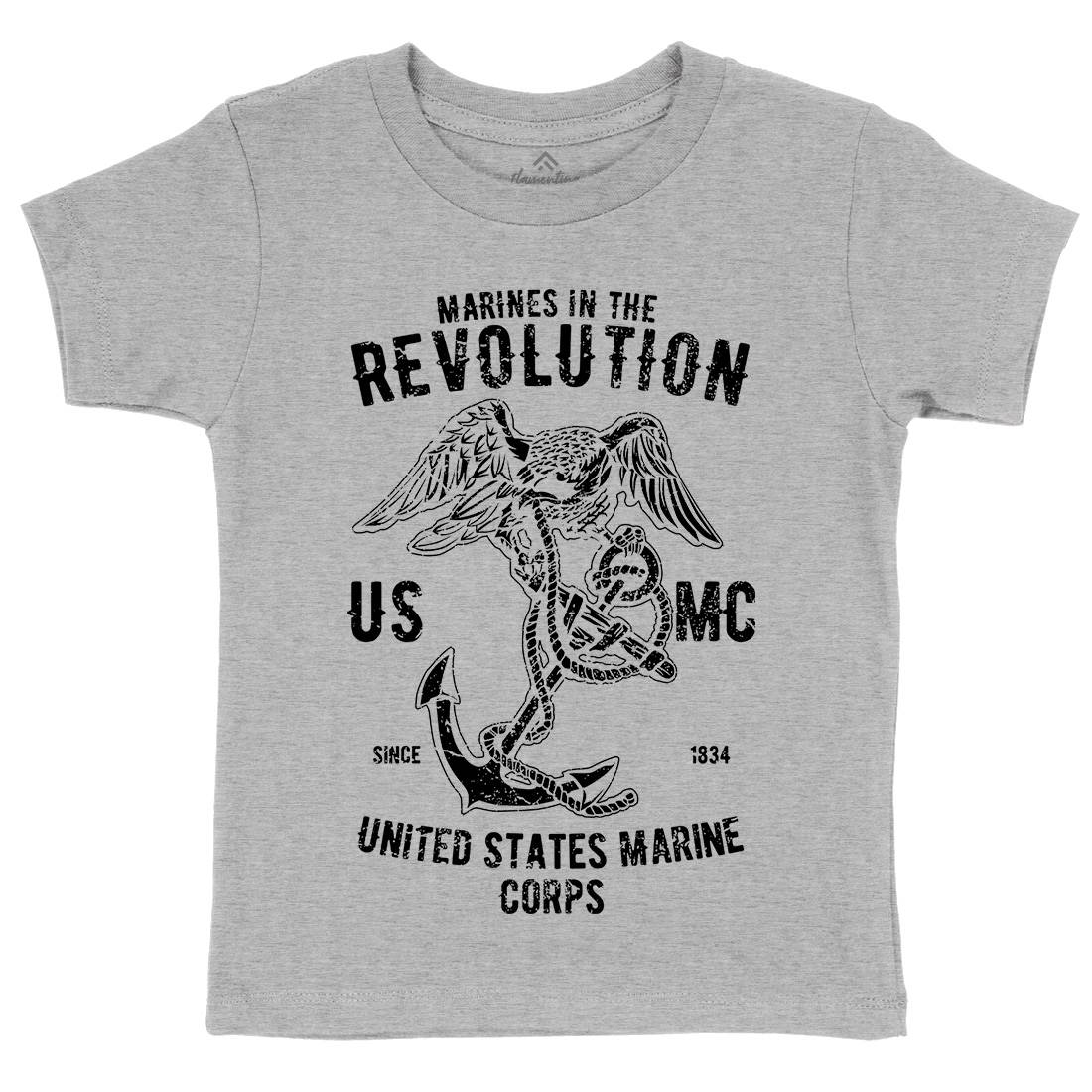 Marines Revolution Kids Organic Crew Neck T-Shirt Army A712
