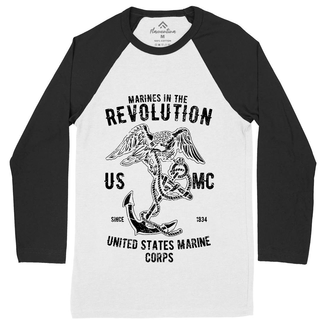 Marines Revolution Mens Long Sleeve Baseball T-Shirt Army A712