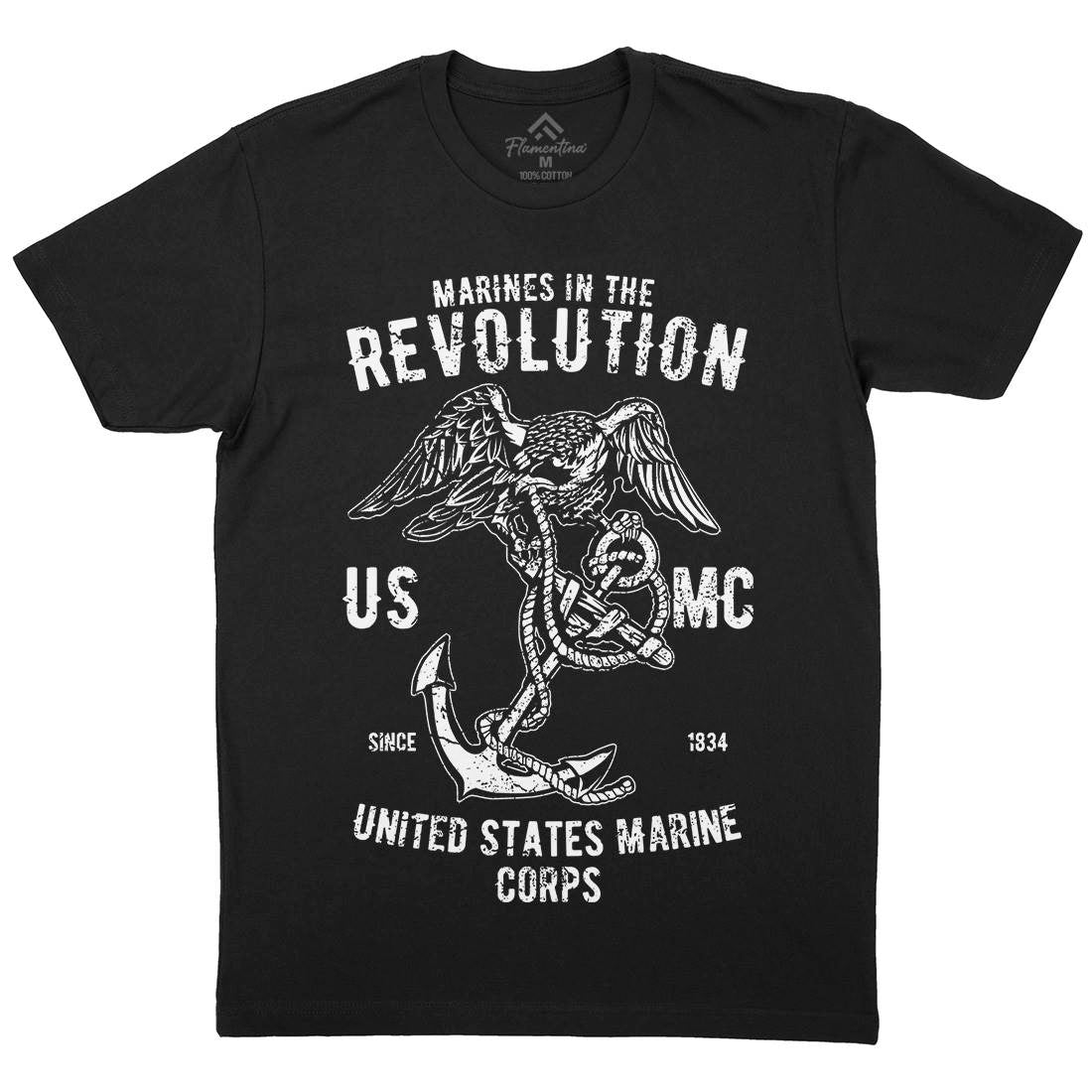Marines Revolution Mens Organic Crew Neck T-Shirt Army A712