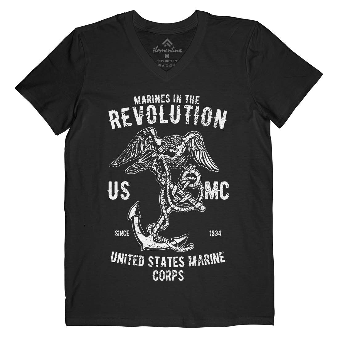 Marines Revolution Mens Organic V-Neck T-Shirt Army A712