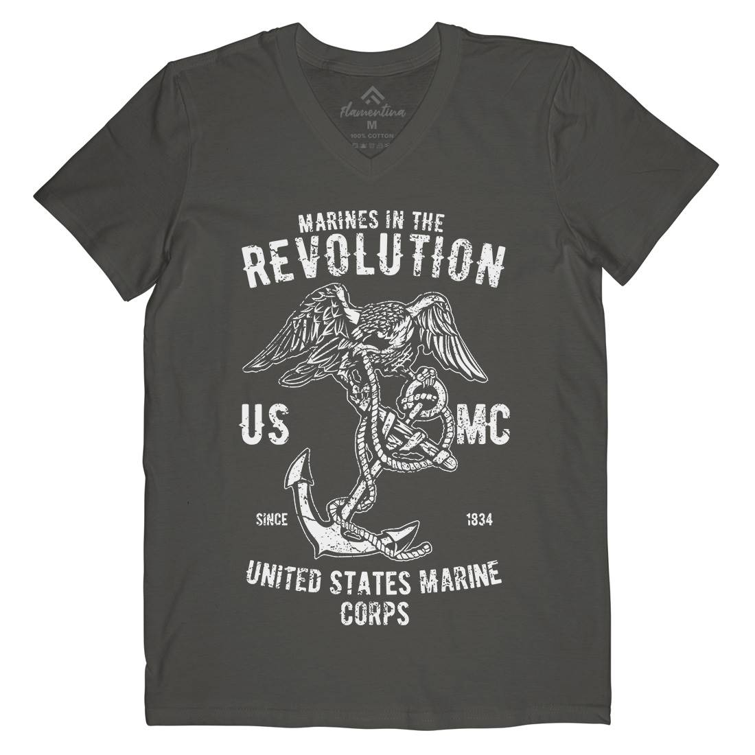 Marines Revolution Mens V-Neck T-Shirt Army A712