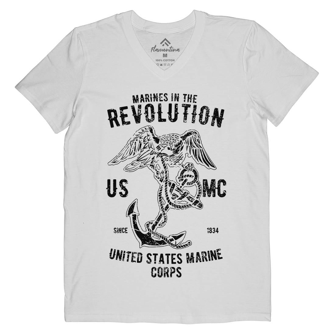 Marines Revolution Mens Organic V-Neck T-Shirt Army A712