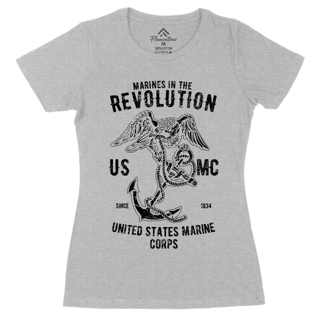 Marines Revolution Womens Organic Crew Neck T-Shirt Army A712