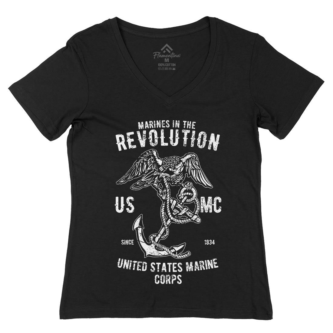 Marines Revolution Womens Organic V-Neck T-Shirt Army A712