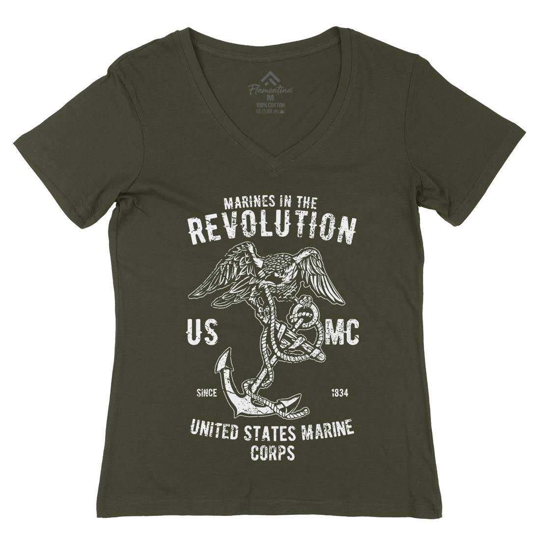 Marines Revolution Womens Organic V-Neck T-Shirt Army A712