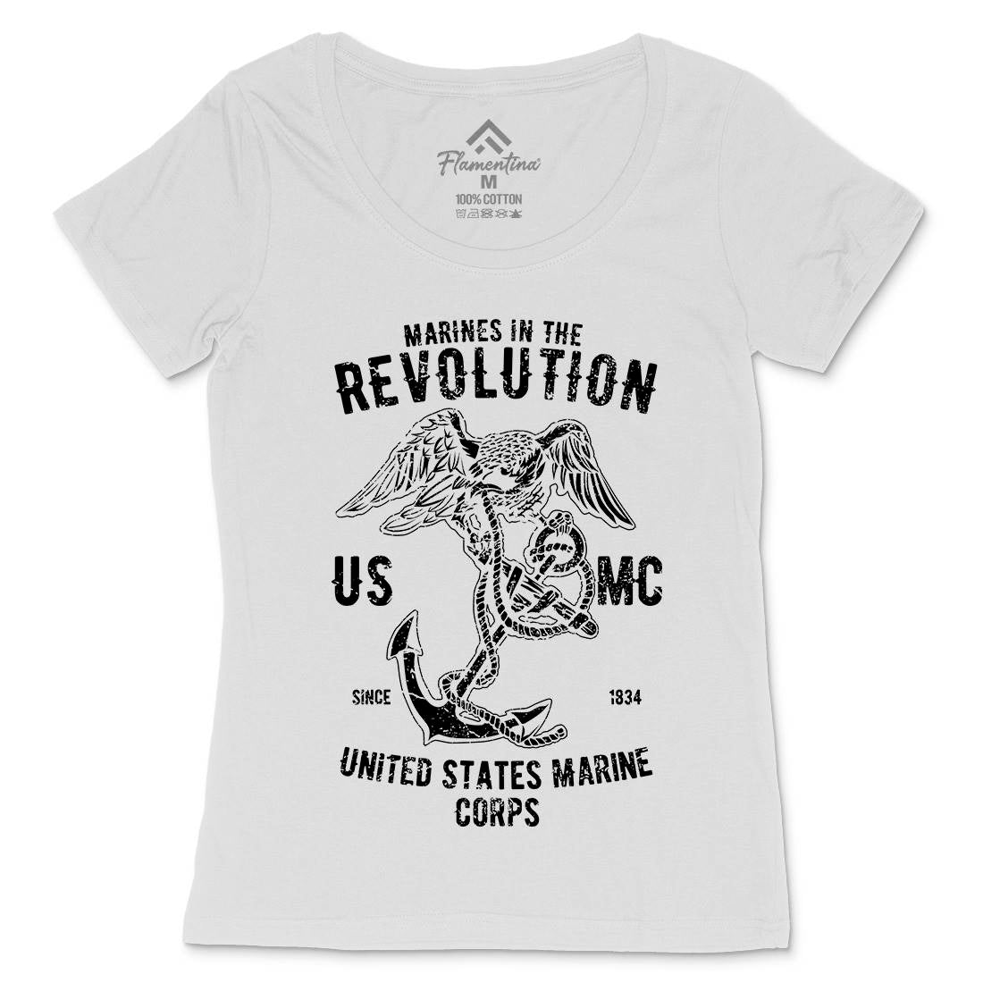 Marines Revolution Womens Scoop Neck T-Shirt Army A712