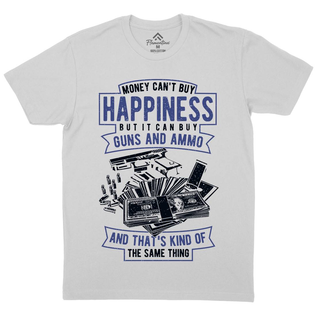 Money Can&#39;t Buy Happiness Mens Crew Neck T-Shirt Quotes A715