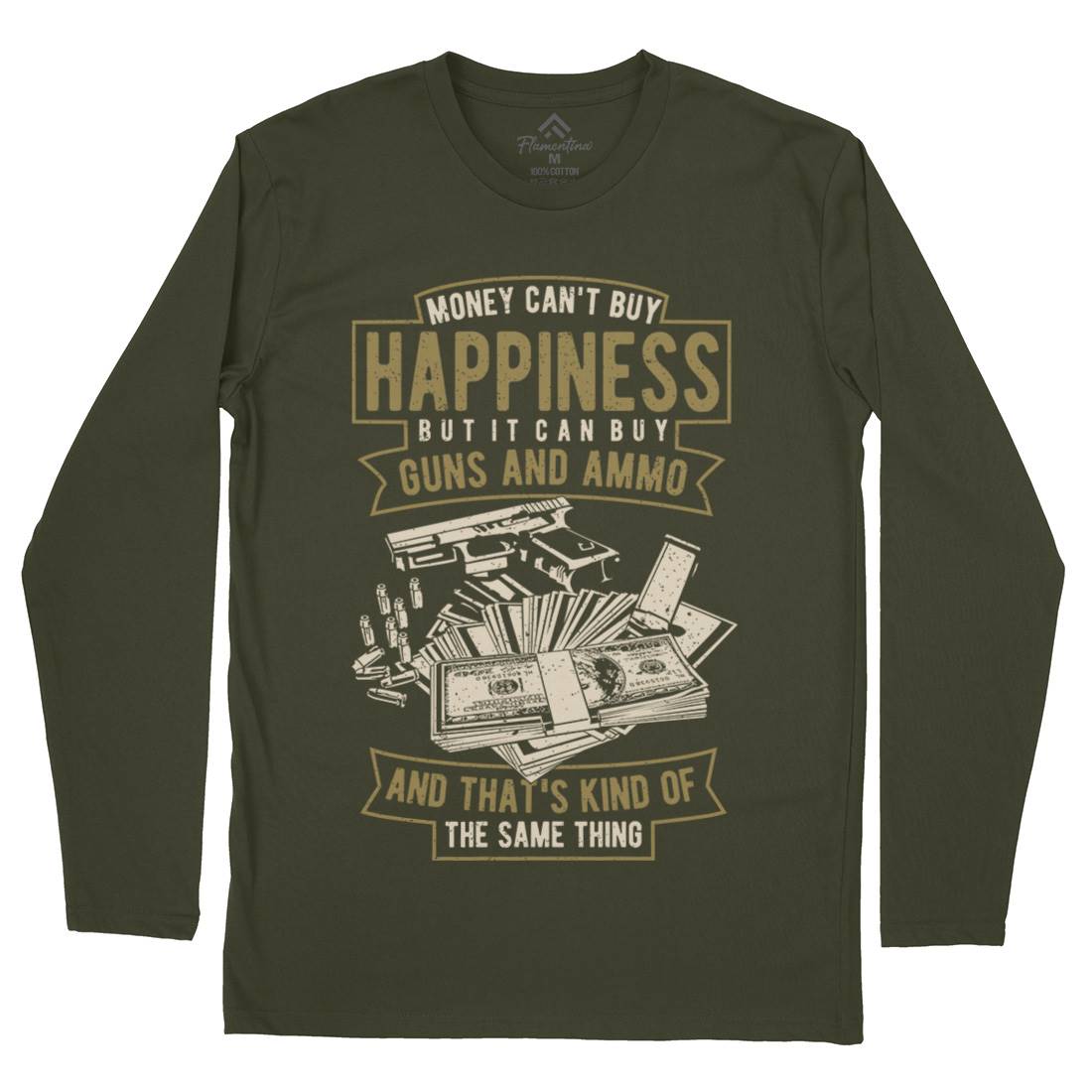 Money Can&#39;t Buy Happiness Mens Long Sleeve T-Shirt Quotes A715