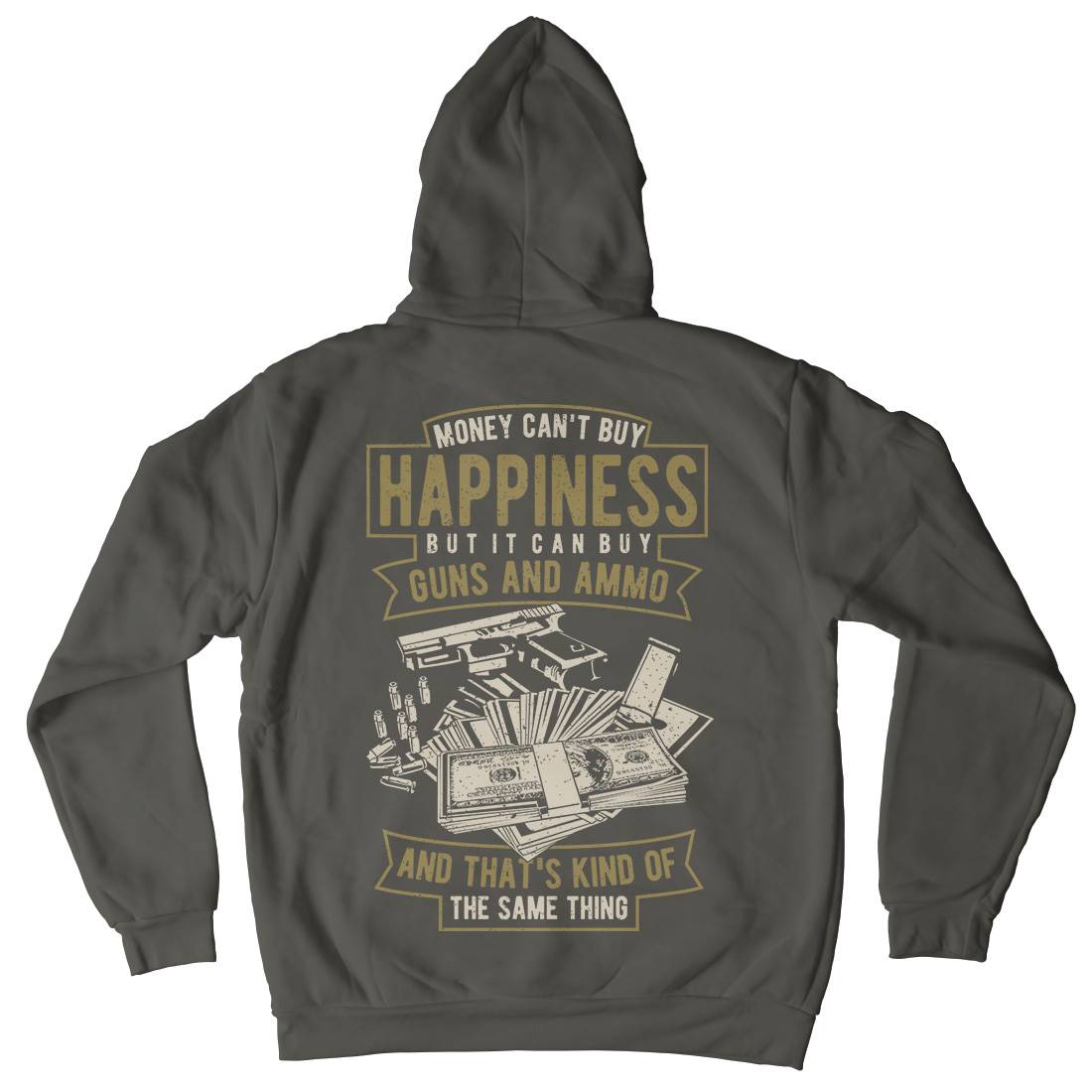 Money Can&#39;t Buy Happiness Mens Hoodie With Pocket Quotes A715
