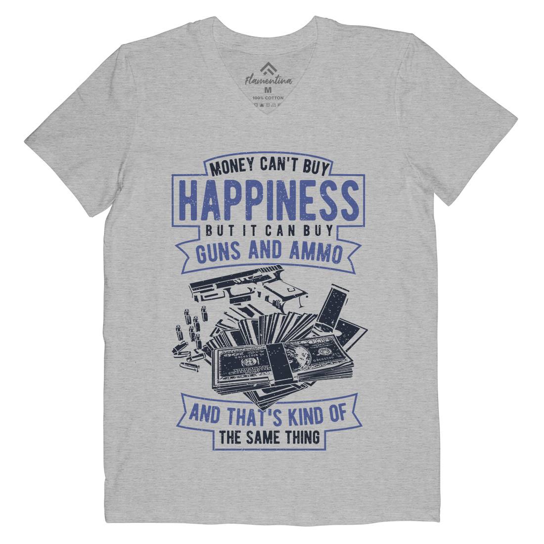 Money Can&#39;t Buy Happiness Mens V-Neck T-Shirt Quotes A715
