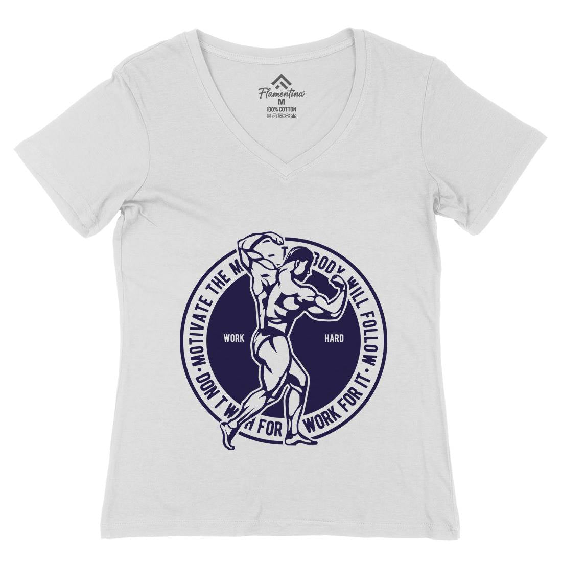 Motivate The Mind Womens Organic V-Neck T-Shirt Gym A716