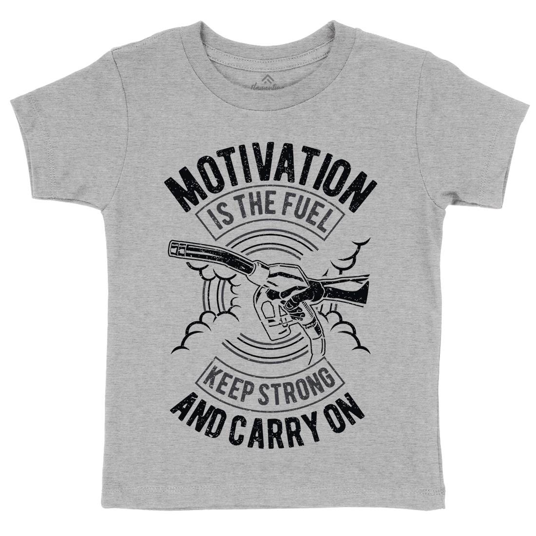 Motivation Is The Fuel Kids Crew Neck T-Shirt Gym A717