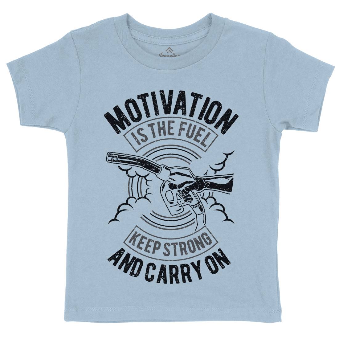 Motivation Is The Fuel Kids Organic Crew Neck T-Shirt Gym A717