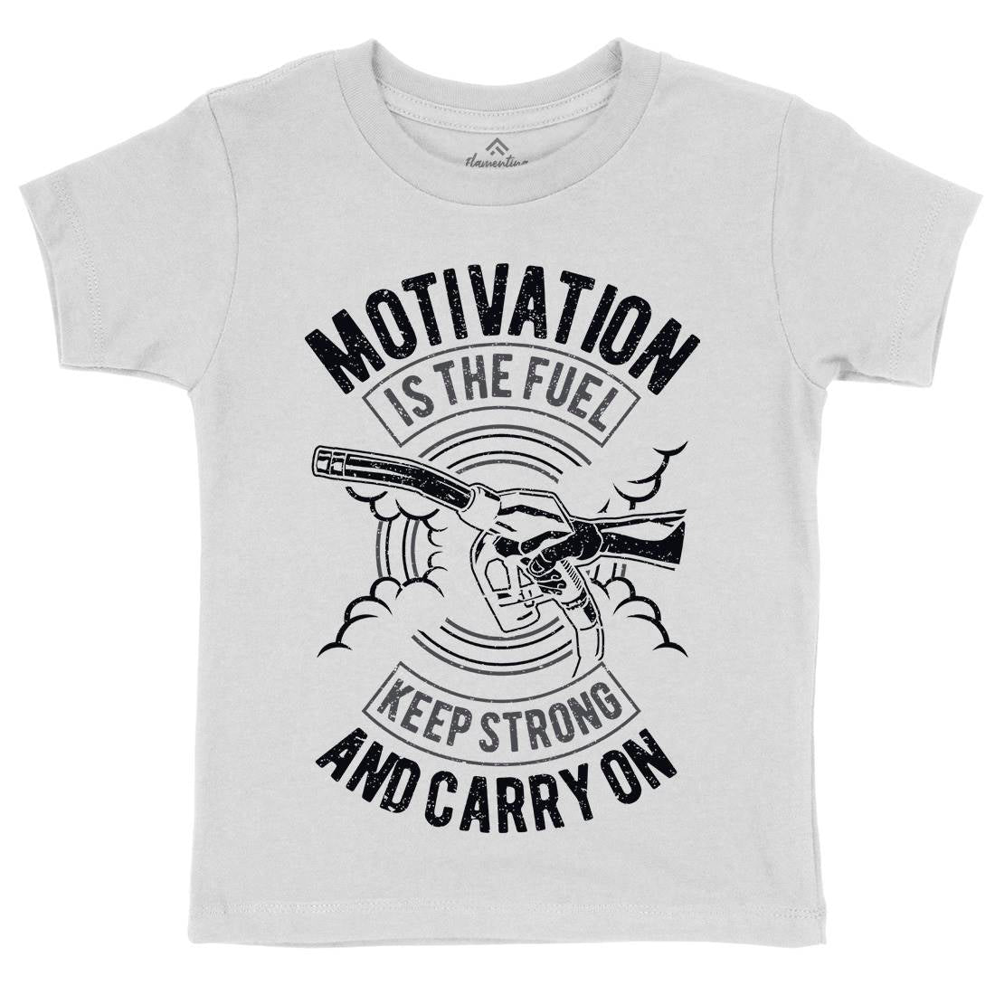 Motivation Is The Fuel Kids Organic Crew Neck T-Shirt Gym A717