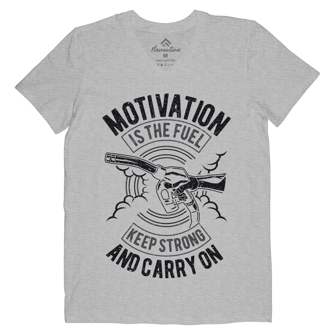 Motivation Is The Fuel Mens Organic V-Neck T-Shirt Gym A717