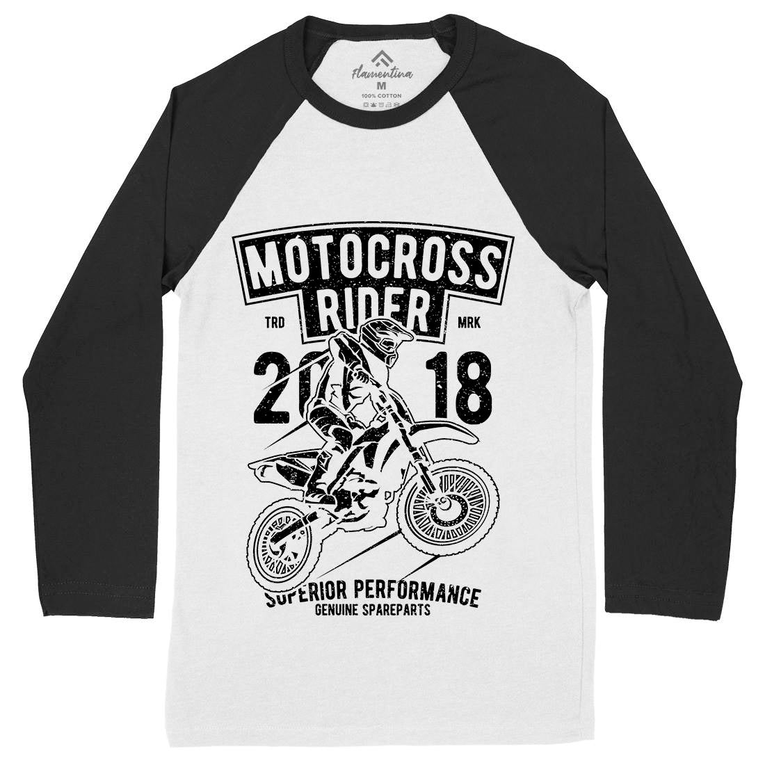 Motocross Rider Mens Long Sleeve Baseball T-Shirt Motorcycles A718
